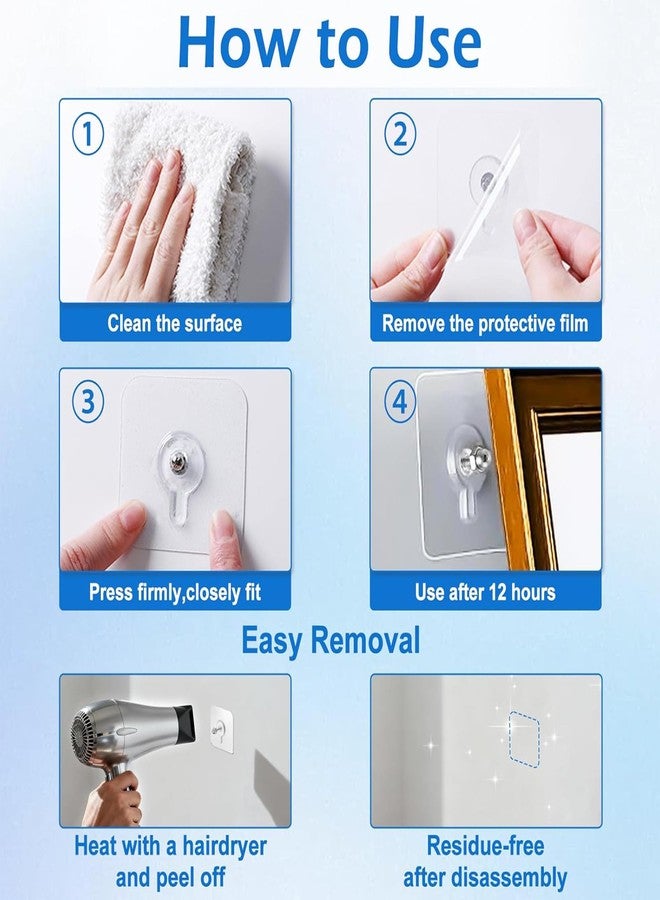 BONZELLA 20 Pcs Heavy Duty Self Adhesive Screw Wall Hooks for Hanging,Stainless Steel Wall Hooks Sticker for Kitchen Bathroom & Home Use,Transparent Nail Free Sticky Wall Hook Without Drilling (20) - Image 5